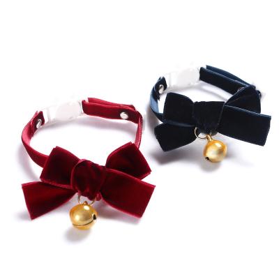 China Padded Pet Products Cat Butterfly Knot Bell Collar Adjustable Cute Cat Dog Bow Knot Collar with Bell for sale