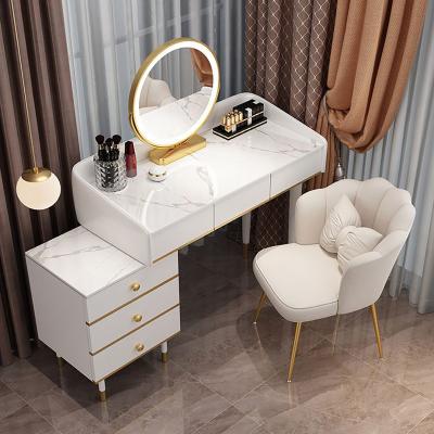 China Adjustable (height) make up station bedroom vanity table set makeup dressing table with led mirror for sale