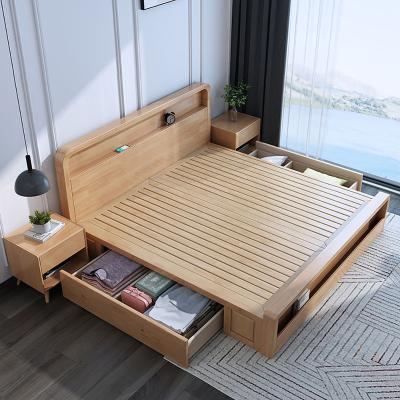 China Durable Modern Furniture Frame King Queen Size Wood Single Bed for sale