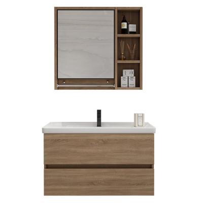 China Modern Freestanding Standing Water Resistant Sink With Wall Hang Bathroom Cabinet Mirror for sale