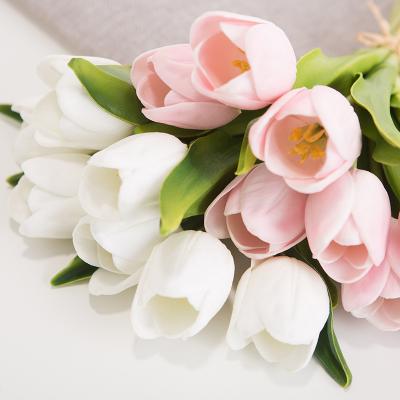 China PU Other Decorative Flowers and Plants Artificial Flower Tulip Bundle Real Touch PU Flowers 9Pcs for sale