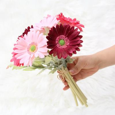 China Real Touch PU Richicgarden Bouquet Artificial Flowers Gerbera Bridal Package Wedding Decoration for sale