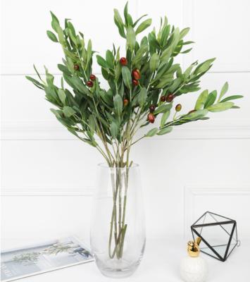 China Silk Stem Olive Eucalyptus Leaf Leaves Fake Loose Leaves Artificial Tree Branches for sale