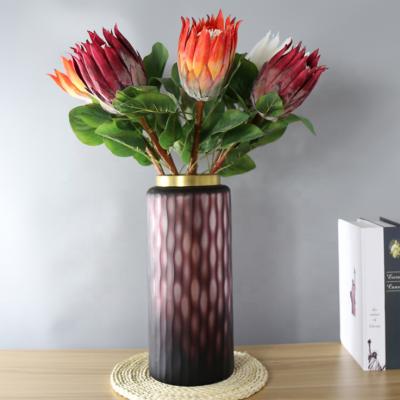 China Nearly Natural Wholesale Stimulation Silk Indoor Flower Richicgarden Fake Protea Flowers for sale