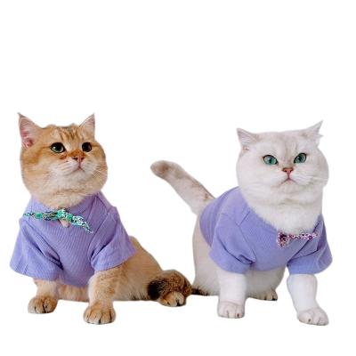 China Spring Viable Color T-shirt Pet Dog Sunscreen Clothing Macaroon Cat Short Sleeve Anti-Shedding Clothes for sale