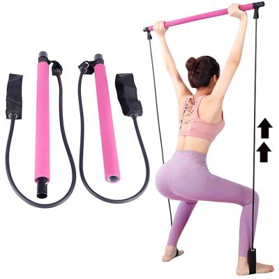 China Portable Yoga Fitness Hall+Bedroom+Living Room Adjustable Pilates Stick Bar Kit with Resistance Band Exercise Stick for sale