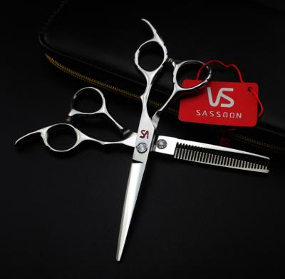 China Thinning Scissors 6.0 Inch VS Ribbon Fashion Design Beauty Barber Scissors Flat Tooth Hair Scissors for sale