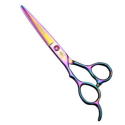 China 6.0 Inch Color Fashion Design Beauty Barber Scissors Tooth Hair Scissors Left Hand Flat Thinning Scissors FL-05 for sale