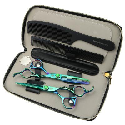 China Fashion Design Inch FLK Beauty Barber Scissors Thinning Hair Brush Scissors 6.0 New Comb Hair Scissors Set for sale