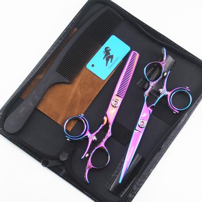 China Thinning Scissors Set LDM-Rotating 6.0 Inch Handle Beauty Barber Scissors Tooth Hair Scissors Hairdressing Scissors for sale