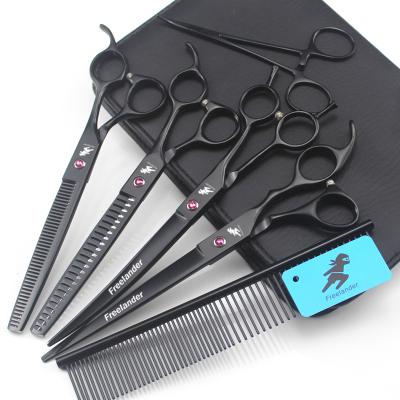 China Viable 8 Inch Pet Hairdressing Scissors Set Paint Black Set Premium Pet Scissors for sale