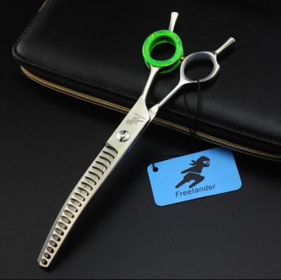 China 7.0 Inch JP440C Viable Dull Fish Bone Curved Teeth Scissors Dog Grooming Scissors Teeth Scissors Folding Trimming for sale