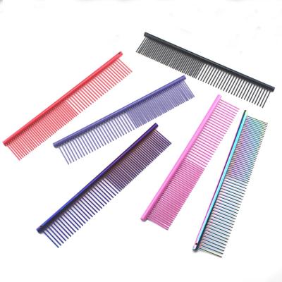 China Stainless Steel Viable Silver Pet Comb Lightweight Pet Comb For Dog And Cat Color Comb for sale