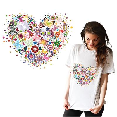 China Colorful Bottle Heart Thermo Stickers Heat Transfer Vinyl Patches For Clothing DIY T-shirt Bachelor's Applique Applique Patch Washable Sticker for sale