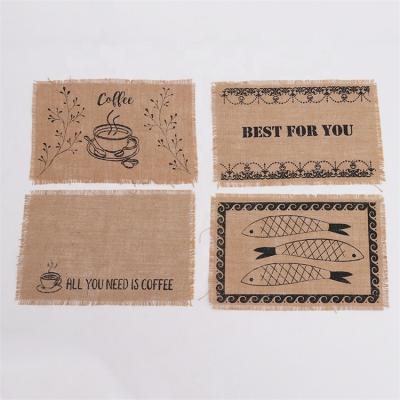 China Disposable Kitchen Dining Cotton Canvas Jute Place Mat Boho Table Mats Pad Heat Resistant Waterproof Macrame Woven Tassel Printed Rug for sale