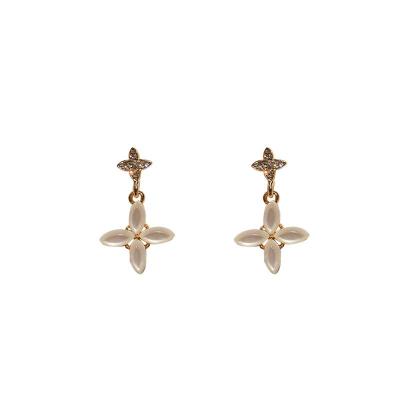 China Fashionable 925 Korean Silver Needle Quadrilateral Opal Earrings Studs Eardrop Internet Celebrity Earring for sale