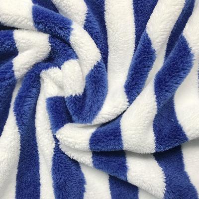 China Stocked Microfiber Coral stripe fleece absorb water fabric gym towel fabric for sale