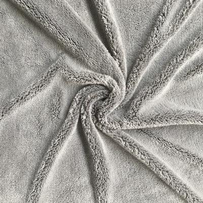 China Stocked Microfiber single side coral grey fleece absorb water fabric mat cloth for sale