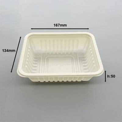 China Disposable Corn Starch Tray With Lid Heavy Duty Biodegradable Degradable Dish For Food Fruit for sale