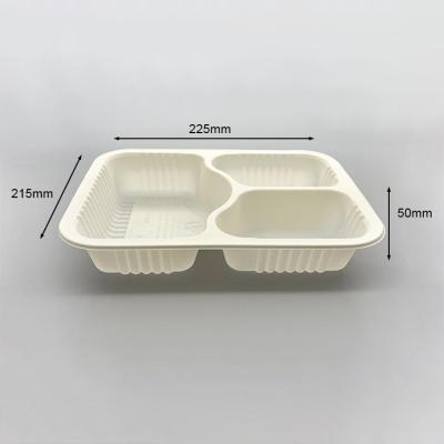 China Disposable Cornstarch Biodegradable Eco-Friendly Disposable Cornstarch Bento Lunch Box Food Takeout Container for sale