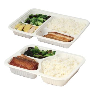 China Custom Compostable Microwavable Cornstarch Lunch Box Biodegradable Disposable Food Packaging Container for sale