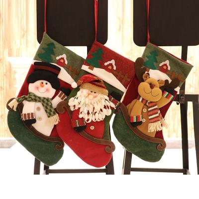 China Hanging New Arrive Snowman Christmas Socks Decoration Stocking Hanging Socks Candy Gift Bag Returns Canvas Socks Shape Christmas Gift Bags for sale