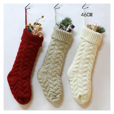 China Hanging New Arrive Custom Christmas Stockings Hanging Santa Candy Bag Sacks Eve Socks Knitted Christmas Stockings Gift Bag Decorations for sale