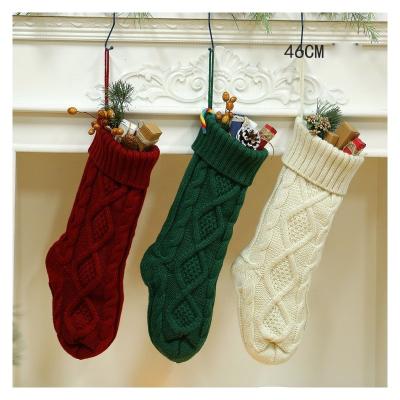 China Hanging New Arrive 18 Inch Cable Knit Christmas Stockings Hanging Stockings 2021 Christmas Eve Gift Bag Holiday Decorations Socks Candy for sale