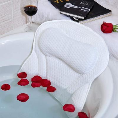 China B&M Breathable 4D Viable Bath Pillow Waterproof 3D Air Mesh Tub Spa Butterfly Bath Pillow Neck Spa Back Cushion With Suction Cups for sale