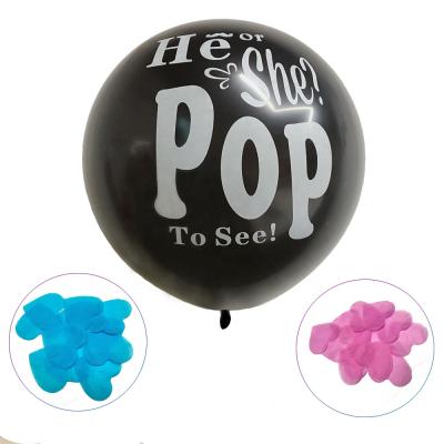 China 36inch Baby Shower Gender Reveal Confetti Balloons Her Or Him Blue Pink Printed Balloons For Baby Shower Party for sale