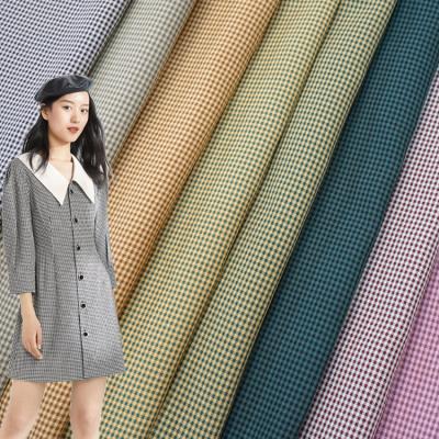 China Lowest price breathable polyester yarn dyed woven plaid shirt fabric for dress for sale