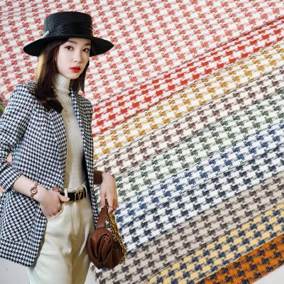 China Remain Wrinkle Resistant Factory Direct Sales TR Suiting Coat Fashion Mile Bird Plaid Fabric For Women for sale