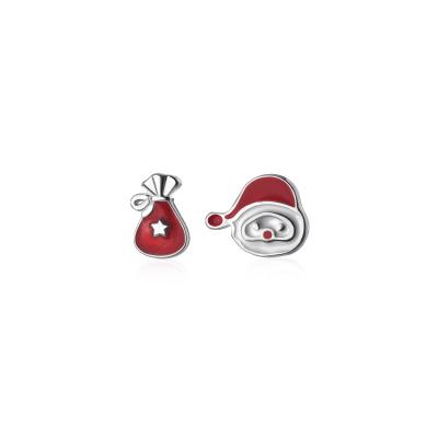 China Trendy S925 Lead Free Nickel Free Sterling Silver Stud Earrings Christmas Santa Gift Bag Stud Earrings for sale