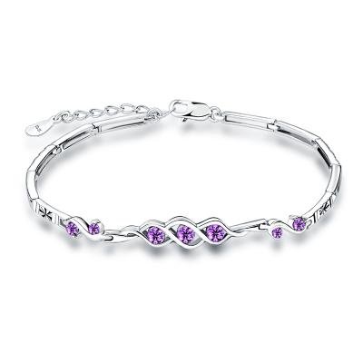 China CLASSIC High Quality Purple Stone 925 Sterling Silver Micro Pave Bracelet For Women for sale