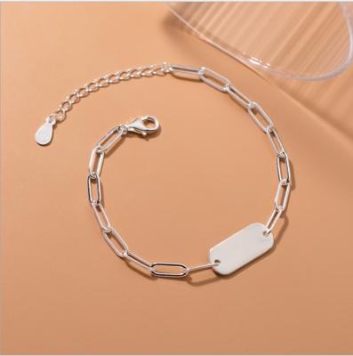 China Lead Free Nickel Free S925 Silver Bracelet Snapping Square Bar Geometric Hollow Bracelet for sale