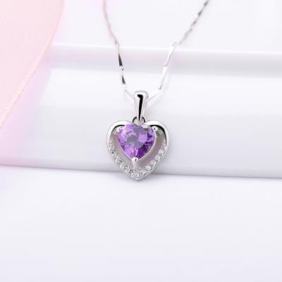 China Wholesale Custom Made S925 Sterling Silver Clavicle Chain Heart Eternal Pendant Necklace Ocean Valentine's Day Birthday Birthday Lead Free Nickel Free for sale