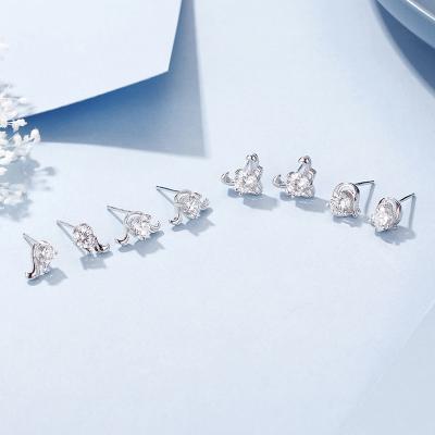 China Twelve unique creative CLASSIC s925 sterling silver zodiac zircon stud earrings for sale