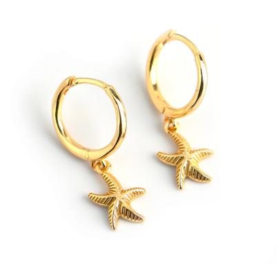 China Hotsale CZ small circle earrings nickel free gold plated new fashionable personality starfish earring for sale