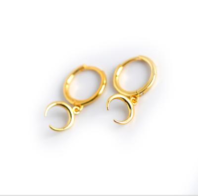 China Popular Geometric Moon Circle S925 Sterling Silver Crescent Earrings High Quality Women Jewelry Earrings for sale