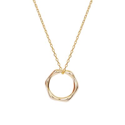 China FASHIONABLE Minimalist 18K Gold Plated Silver 925 Hexagon Pendant Necklace For Women for sale