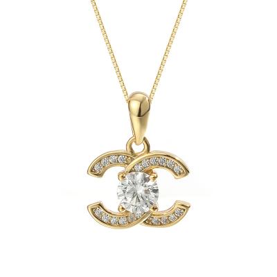 China Nickel Free Hot Selling CZ 925 Sterling Silver Gold Plated Zircon Letter Necklace Pendant For Women for sale