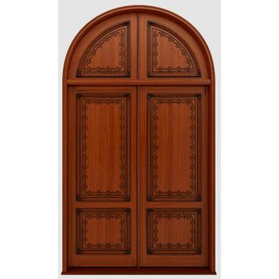 China Waterproof High Quality Carving Solid Wood Double Entry Door Teak/Oak Leaf Main Door for sale