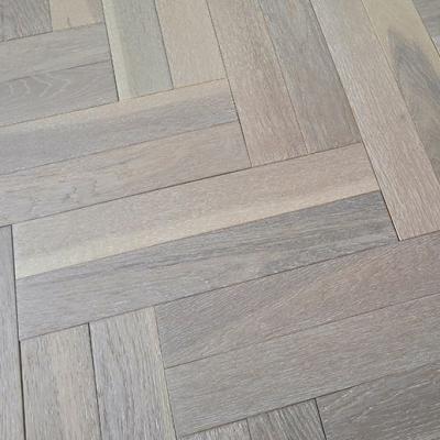 China Milan Interior Residential Gray Solid Oak Herringbone Flooring - 5