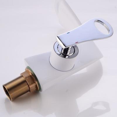 China White Bathroom Faucet White Varnish Steaming Faucets Metered Handle Copper Single Basin Faucet for sale