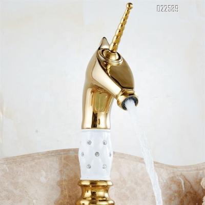 China Antique luxury metered faucet / faucets art basin faucet with unicorn style for cold and hot water for sale