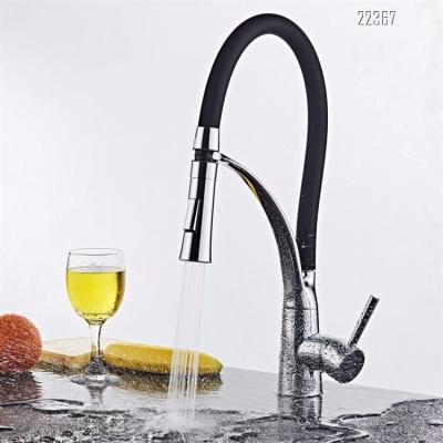 China Sense Faucets Brushed Nickel Black Hose Pull Down Kitchen Faucet With Sprayer for sale