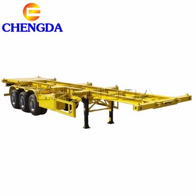 China Yellow Flatbed Truck Trailer 40ft Shipping Skeleton Container Trailers 40ft Axles For Sale for sale