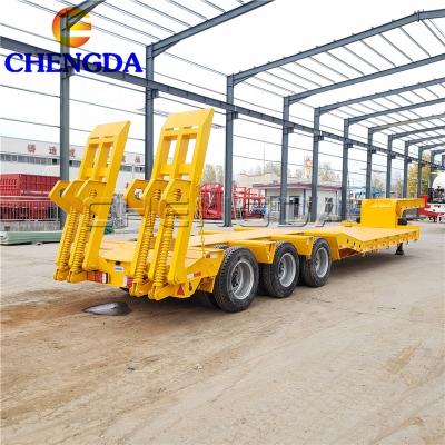 China Hot China Lowbed Trailer Lowbed Trailer 3 Axles Semi Truck Low Bed Trailer for sale