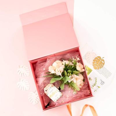 China Recyclable OEM Suitable For Luxury Cosmetics Merchandise Clothing Packaging Boxes Wholesale Romantic Pink With Bow Clamshell Gift Box for sale