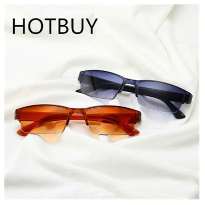 China Fashion New Reading Glasses Half Frame Ultra Light Sheet Two Tone Reading Glasses Resin for sale